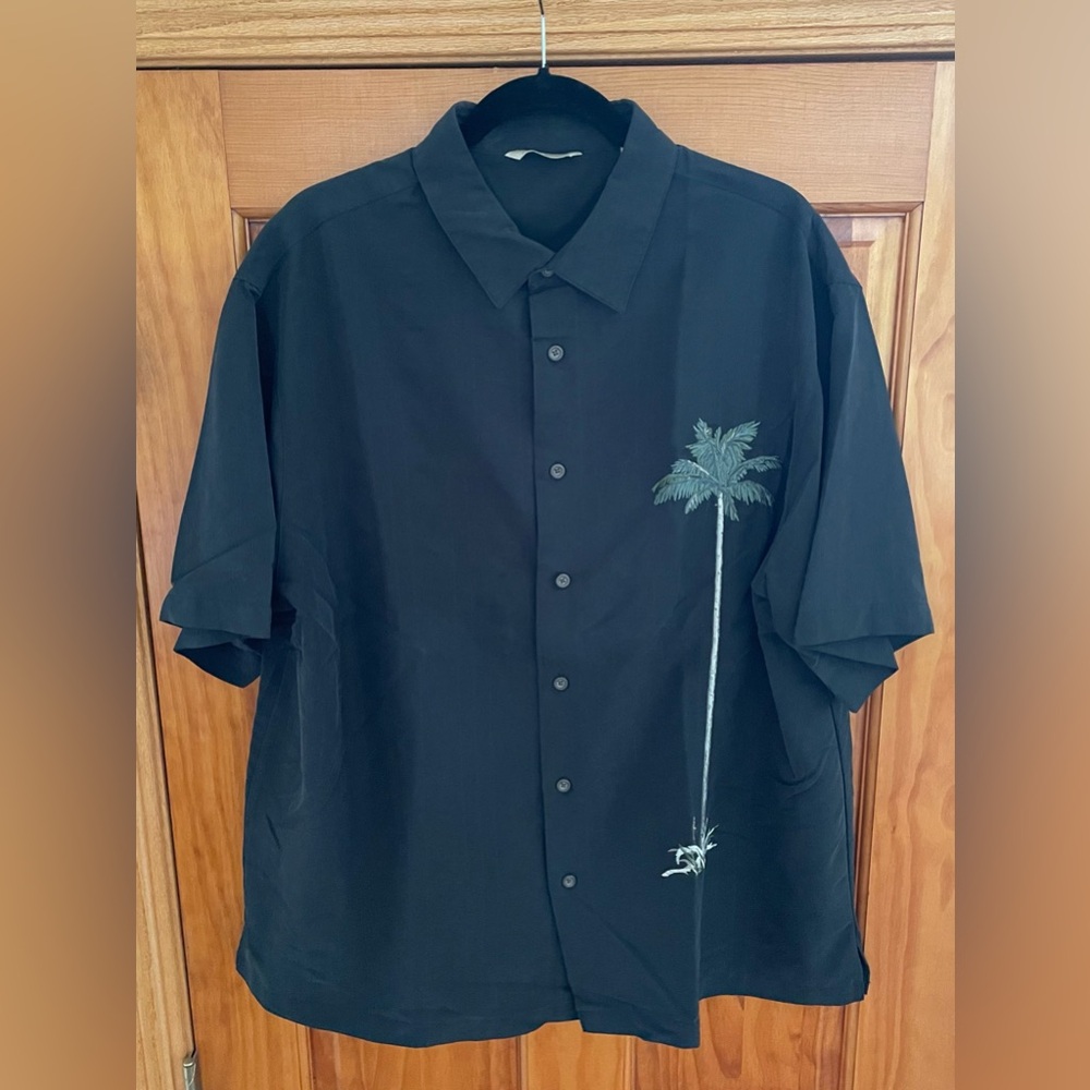 NWOT Paradise Collection Black Palm Tree Embroidered Men's Shirt size XL